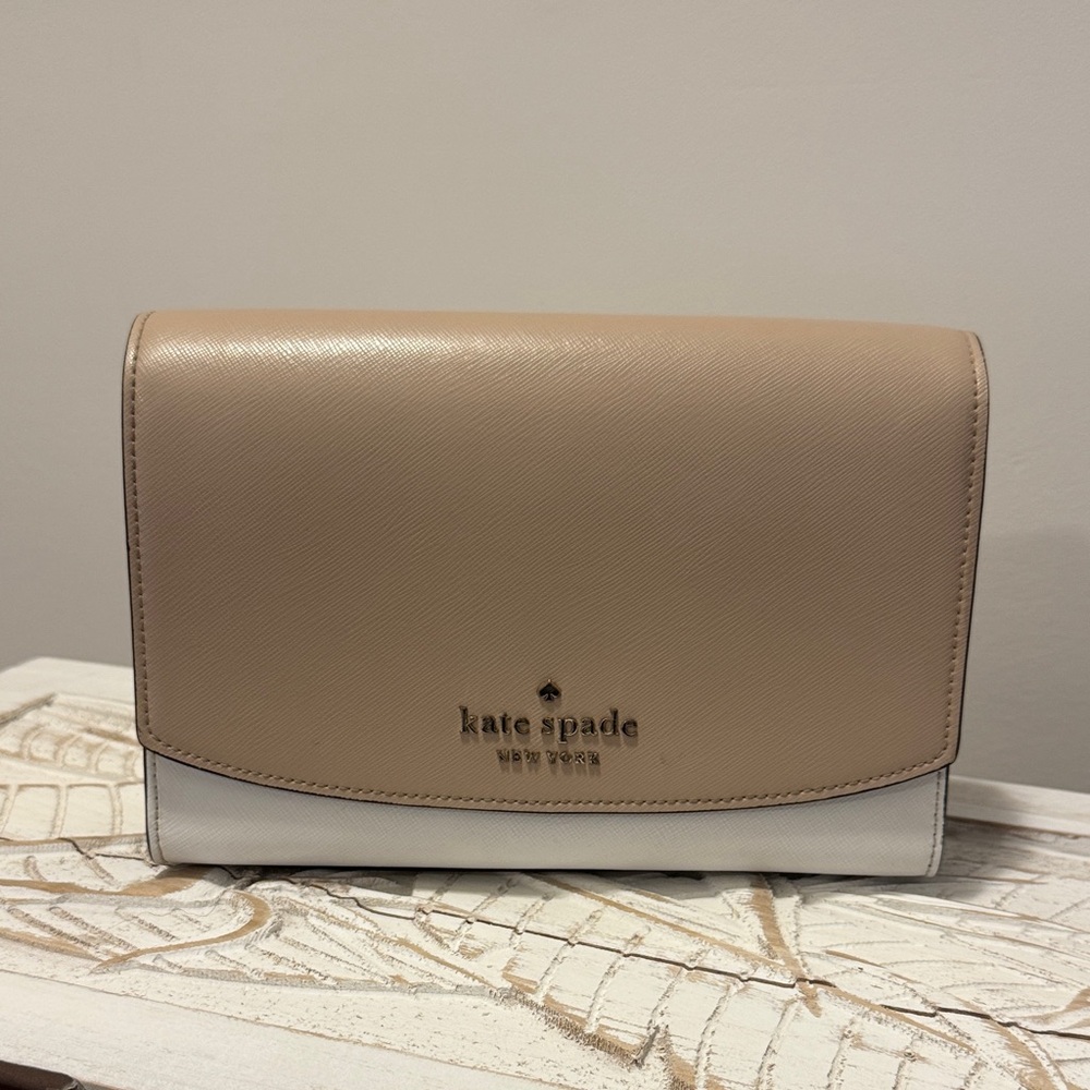 Kate Spade Beige and White and Black Clutch, shoulder and crossbody bag!
